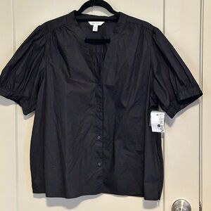 Nine West Black Blouse with Puff Sleeves
